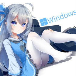 This is a pixiv picture whose title is 热度似乎过了，那就来点win11娘.