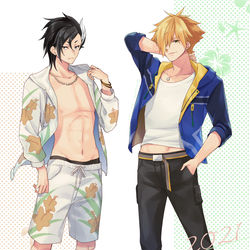 This is a pixiv picture whose title is 【FGO男子】夏霊衣着せ替え＆浴衣まとめ.