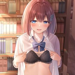 This is a pixiv picture whose title is 図書館で大きな声出しちゃダメですよ♡.