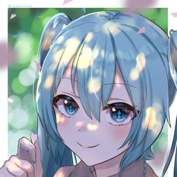 This is a pixiv picture whose title is １日１ミクチャレンジ　２６日目「木漏れ日」.