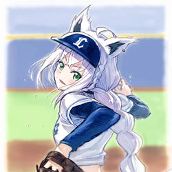 This is a pixiv picture whose title is ピッチャー白上.