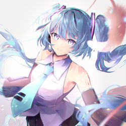 This is a pixiv picture whose title is 初音ミク×赤い羽根.