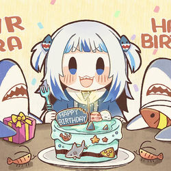 This is a pixiv picture whose title is 🎂🦈.