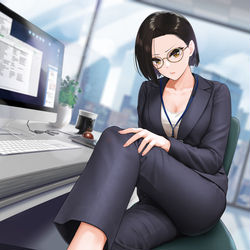 This is a pixiv picture whose title is 眼鏡矢式さん.