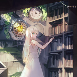 This is a pixiv picture whose title is 古書店の天使.