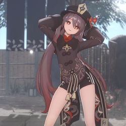 This is a pixiv picture whose title is Hu Tao MMD.