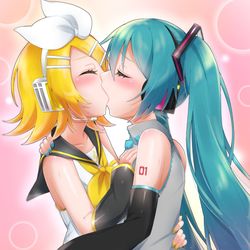 This is a pixiv picture whose title is 【skeb】百合ミクリン.