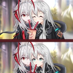 This is a pixiv picture whose title is w喂博士喝奶茶.