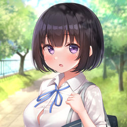 This is a pixiv picture whose title is 「そんなにじっと見てどうしたの…？」.