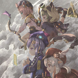 This is a pixiv picture whose title is Teyvat Youjo Party!.