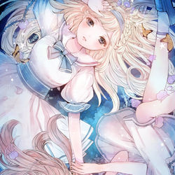 This is a pixiv picture whose title is 「白百合の殻」.