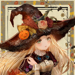 This is a pixiv picture whose title is おばけかぼちゃ魔女(背景なし版).