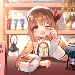 This is a pixiv picture whose title is 「ふぁ・・・お客さん、いらっしゃい！」.