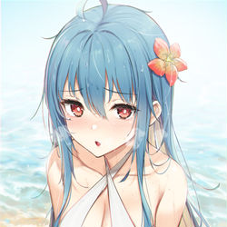 This is a pixiv picture whose title is 粉絲委託藍髮美少女.