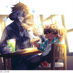 This is a pixiv picture whose title is 【skeb】ピザをたべよう.