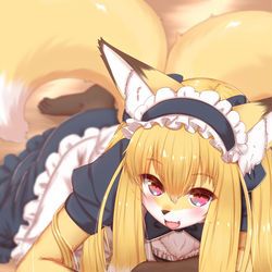 This is a pixiv picture whose title is ツインテールなケモメイド.