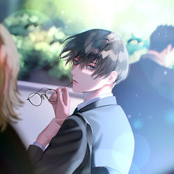 This is a pixiv picture whose title is 通学路の君.