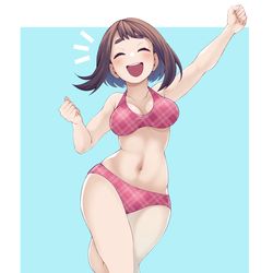 This is a pixiv picture whose title is 【ヒロアカ】水着お茶子ちゃん.