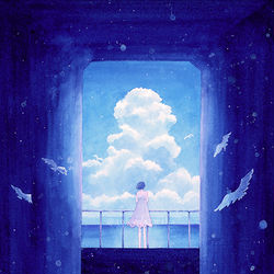 This is a pixiv picture whose title is 夏の向こう側.