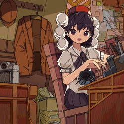 This is a pixiv picture whose title is 【依頼】少女作業中　文花帖.