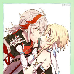 This is a pixiv picture whose title is 万蛍＆鍾胡 Kiss.