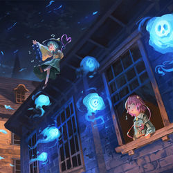 This is a pixiv picture whose title is skebで描いた古明地姉妹.