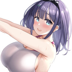 This is a pixiv picture whose title is 競泳水着ミソラさん.