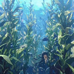 This is a pixiv picture whose title is 海の森の中で.
