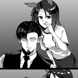 This is a pixiv picture whose title is キングヘイローとトレーナー.