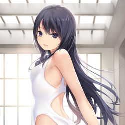This is a pixiv picture whose title is 白競泳水着.