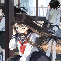 This is a pixiv picture whose title is 風のいたずら.
