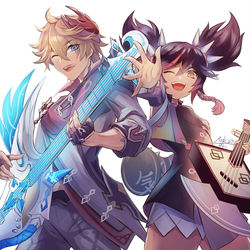 This is a pixiv picture whose title is 炎と水の共演.