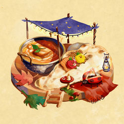 This is a pixiv picture whose title is チキンカレーグランピング.