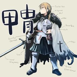 This is a pixiv picture whose title is 【簡単】甲冑を着た人物の簡単な描き方【講座】.
