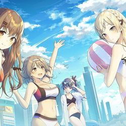 This is a pixiv picture whose title is 【仕事絵】少女前線4周年記念イラスト.