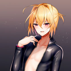This is a pixiv picture whose title is ライダースーツ金髪くん.
