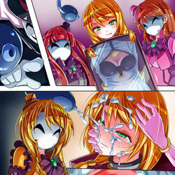This is a pixiv picture whose title is メイザーイエロー、禍面ドールに堕ちる！.