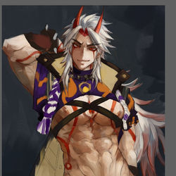 This is a pixiv picture whose title is (Not yet finished) Arataki Itto.