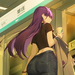 This is a pixiv picture whose title is 等地铁.