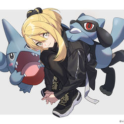 This is a pixiv picture whose title is シロナちゃん→シロナさん.
