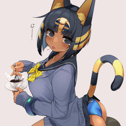 This is a pixiv picture whose title is 猫舌で涙目なナイルちゃん.