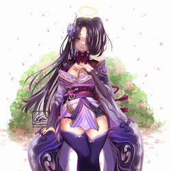 This is a pixiv picture whose title is 【Skeb】Commission 雷電将軍コスプレ.