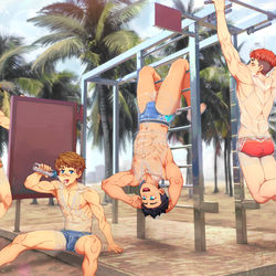 This is a pixiv picture whose title is Beach Workout #1.