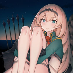This is a pixiv picture whose title is 遠征中に岩礁で一休みするヴィクトリアス.