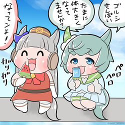 This is a pixiv picture whose title is セイウンスカイとゴルシ先輩の夏.