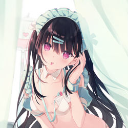 This is a pixiv picture whose title is 「おくすりのおじかんですよ♥」.