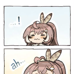 This is a pixiv picture whose title is Mumei's sneeze.