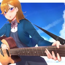 This is a pixiv picture whose title is 澁谷かのんちゃんとアコギ.