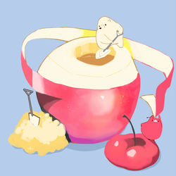 This is a pixiv picture whose title is りんご皮むき.
