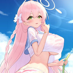 This is a pixiv picture whose title is 「あれは本当に”水着”だったと思いますか……？」.